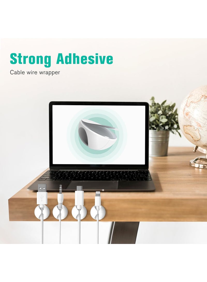 Chase Up 18 Pack Mini Cable Clips, Cord Organizer Holder Adhesive Cord Management Charger Wire Holder Clips for Desk, Home, Office, Car, Cubicle, Nightstand - White - Image 3