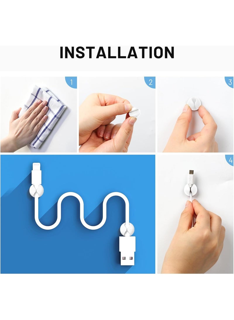 Chase Up 18 Pack Mini Cable Clips, Cord Organizer Holder Adhesive Cord Management Charger Wire Holder Clips for Desk, Home, Office, Car, Cubicle, Nightstand - White - Image 2