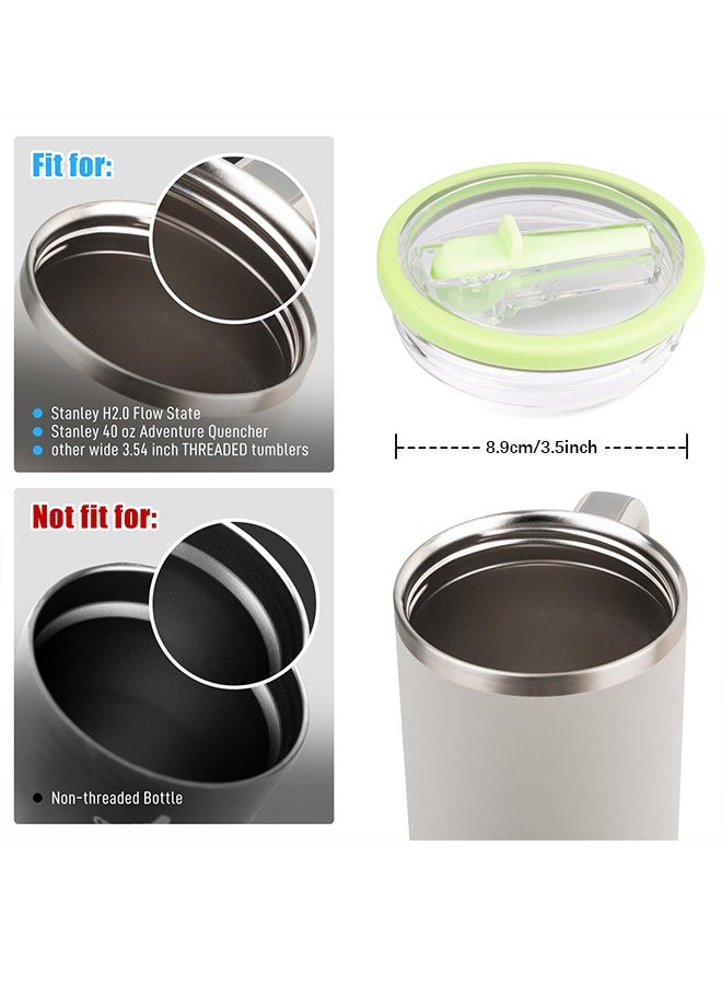 2 Pack 40 oz Tumbler Flip Straw Lid , Spill Proof Splash Resistant Tumbler Lids,Dustproof Tumbler Cover, Reusable Tumbler Cover(Light green+light blue)  - Image 5