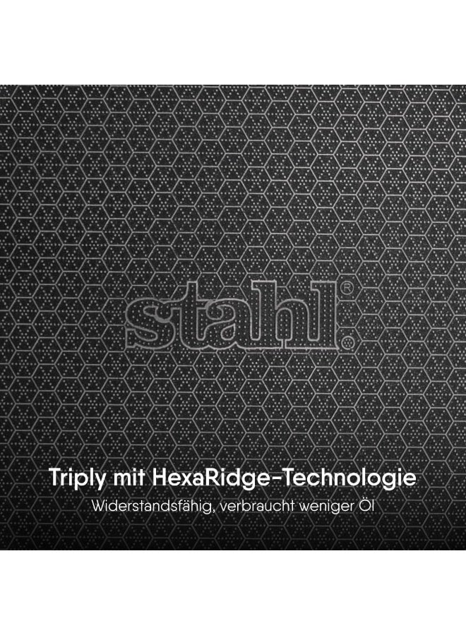 Stahl مقلاة ستال أرتيزان هايبرد ثلاثية الطبقات مع غطاء، قاعدة مقلاة تحريض، مقلاة غير لاصقة، مقلاة أومليت غير لاصقة، مقلاة من الفولاذ المقاوم للصدأ، 1.1 لتر، 20 سم - Image 3