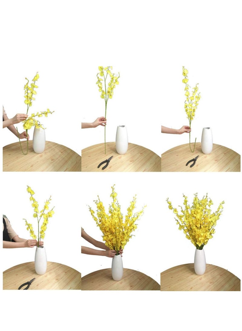 Kanza 10 Pieces Artificial Orchid Flowers Silk Dancing Lady Orchid Long Stem for Tall Vase Table Centerpiece Wedding Home Party Festival Summer Decor (Bright Yellow)  - Image 3