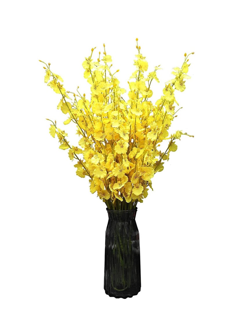 Kanza 10 Pieces Artificial Orchid Flowers Silk Dancing Lady Orchid Long Stem for Tall Vase Table Centerpiece Wedding Home Party Festival Summer Decor (Bright Yellow)  - Image 5