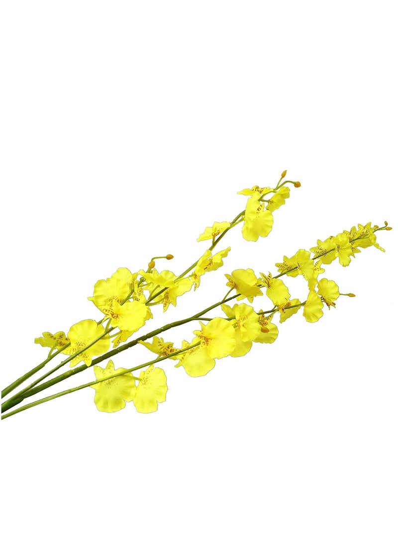 Kanza 10 Pieces Artificial Orchid Flowers Silk Dancing Lady Orchid Long Stem for Tall Vase Table Centerpiece Wedding Home Party Festival Summer Decor (Bright Yellow)  - Image 4