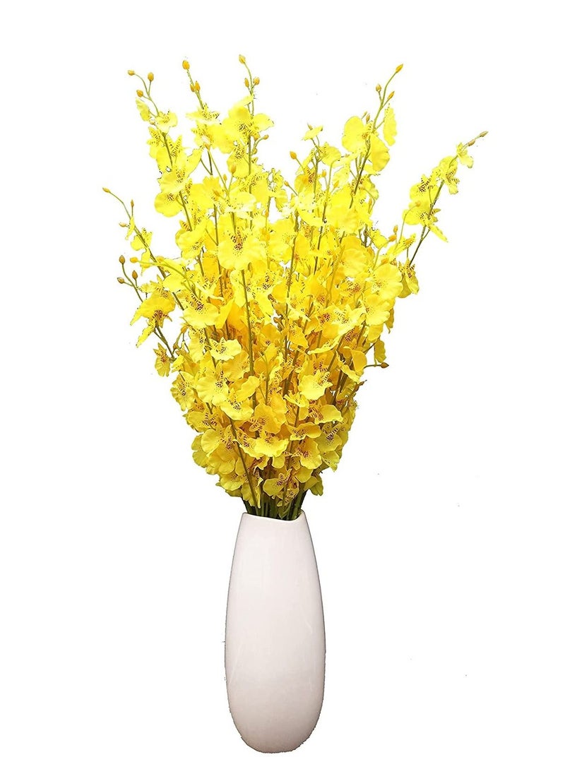 Kanza 10 Pieces Artificial Orchid Flowers Silk Dancing Lady Orchid Long Stem for Tall Vase Table Centerpiece Wedding Home Party Festival Summer Decor (Bright Yellow)  - Image 2