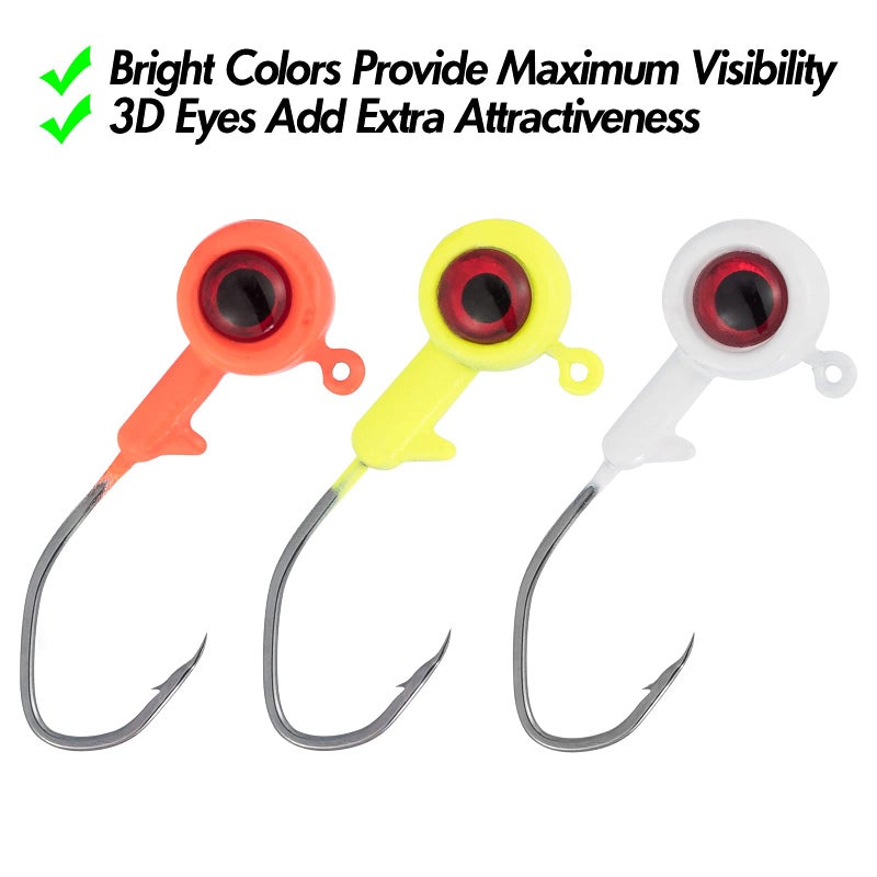 Dr.Fish 10 Pack Crappie Jig Freshwater Fishing Jig Head Crappie Fishing Bass Trout Panfish Bluegill Hook Lure Sickle Hook 1/32oz White - Image 2