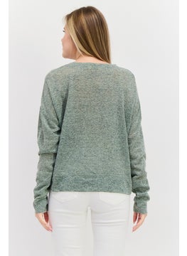 Weatherproof Women Crew Neck Long Sleeves Heather Shirt, Green  - Image 1