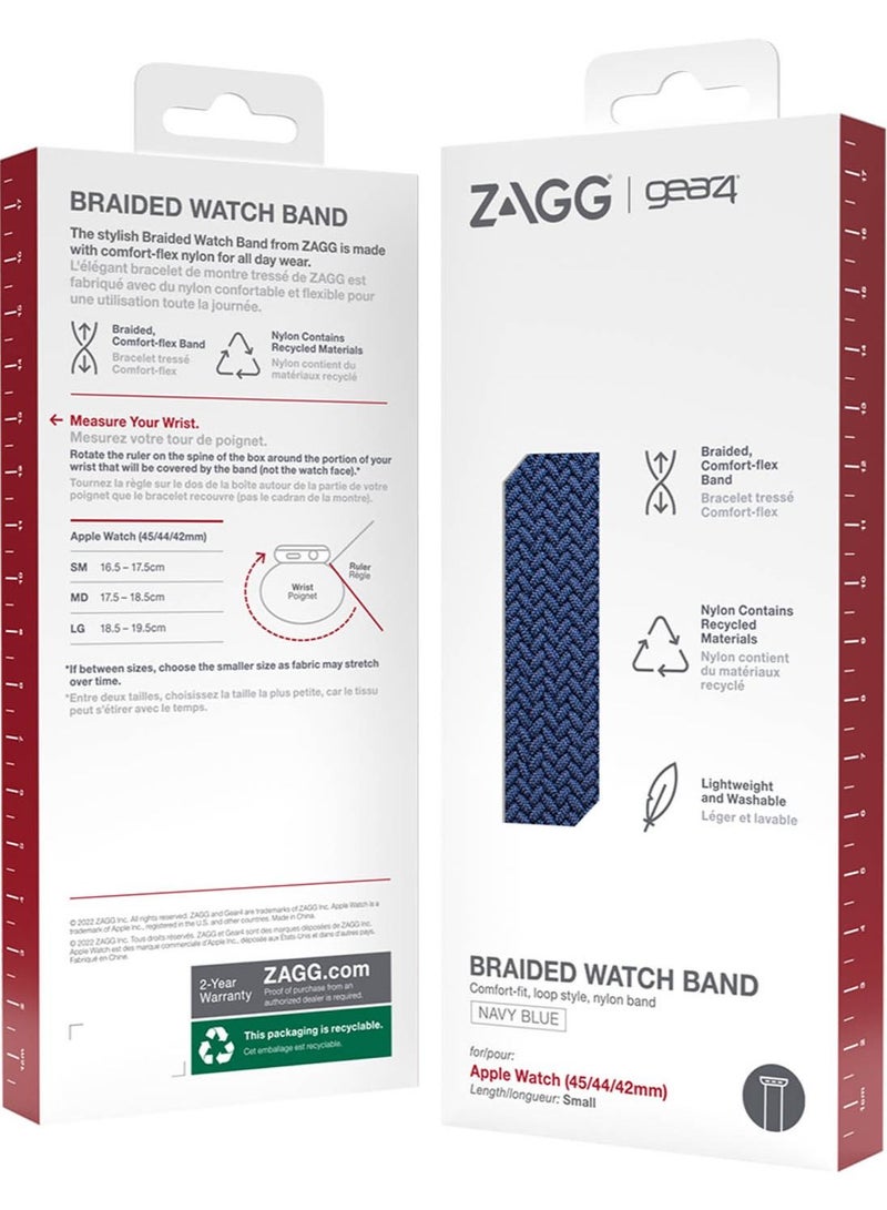 Gear4 Braided Apple Watch Series 8/7 (45mm), Series 6/SE/5/4 (44mm) and Series 3/2/1 (42mm) Band - Navy Blue - Image 5