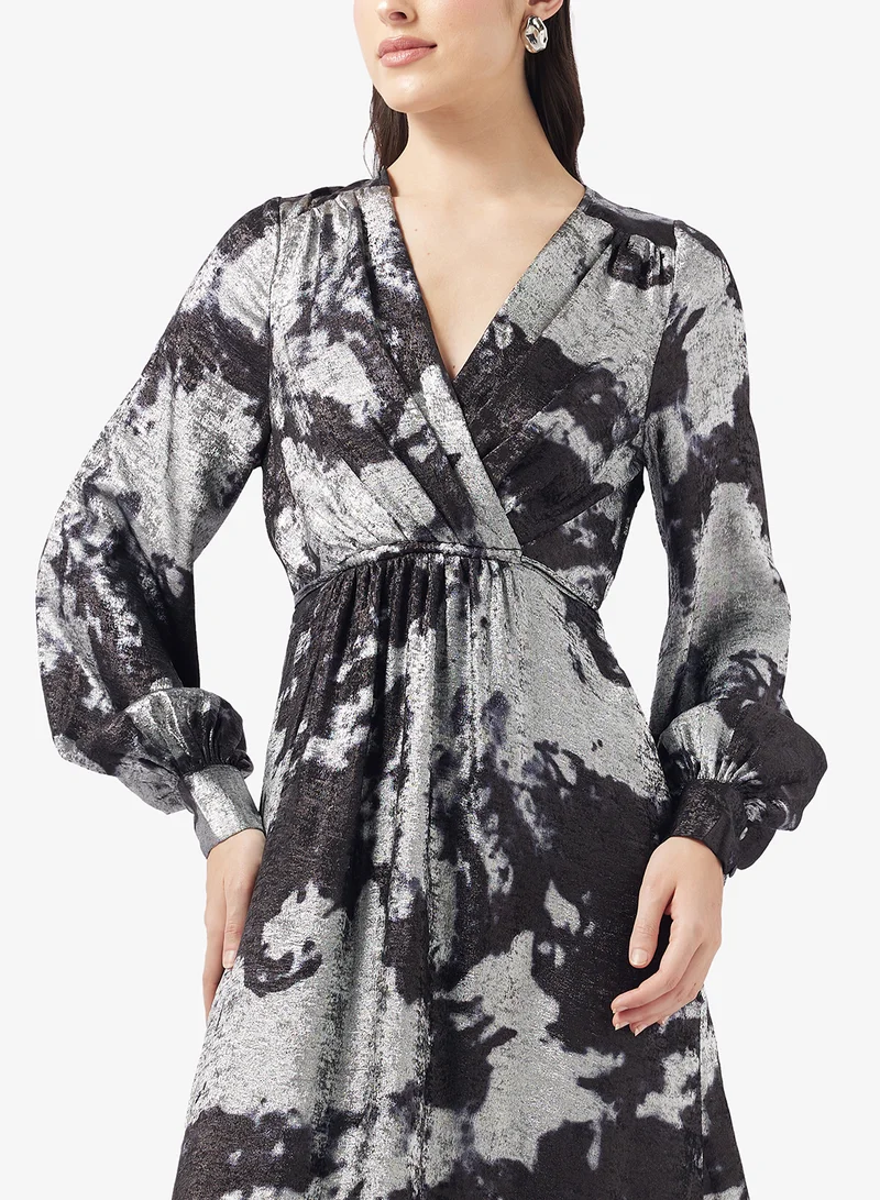 Little Mistress  V Neck Cuff Sleeve Maxi Dress for Women | Best Price UAE