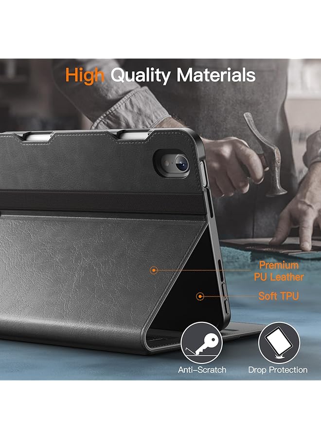 جي تيك حافظة لجهاز ايباد ميني A17 برو 2024 موديل الجيل السابع ميني 6 2021 موديل الجيل السادس حافظة حماية للكمبيوتر اللوحي من الجلد الصناعي مع حامل قلم ومساحة للجيب باللون الرمادي - Image 3