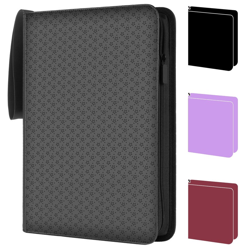 CARDARCHIVER Card Binder 9 Pocket - 432 Cards, Premium Durable & Rigid PU Leather, 24 Page Zippered Side-Loading for Baseball, TCG, Trading & Sports Cards (Professional Black) - Image 1