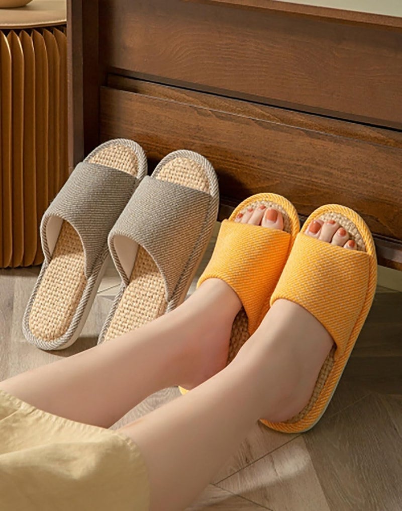 Open-Toe Linen Slip-On Slippers with Anti-Slip PVC Sole for Women and Men - Image 5