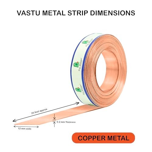 TREE MAISON CORONATING HOMES Vastu Copper Strip | Width- 0.5 Inch | Thickness - 0.2mm | Length- 25 Feet Approx | Zone Balancing |Toilet Correction | Main Entrance | Copper Strip for Vastu | Pack of 1 - Image 3