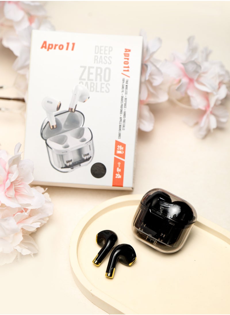 Generic - Transparent Bluetooth Headset True Wireless Smart Noise Cancelling Earbuds Sports E-sports Battery Life Black For iPhone, Android - Image 1