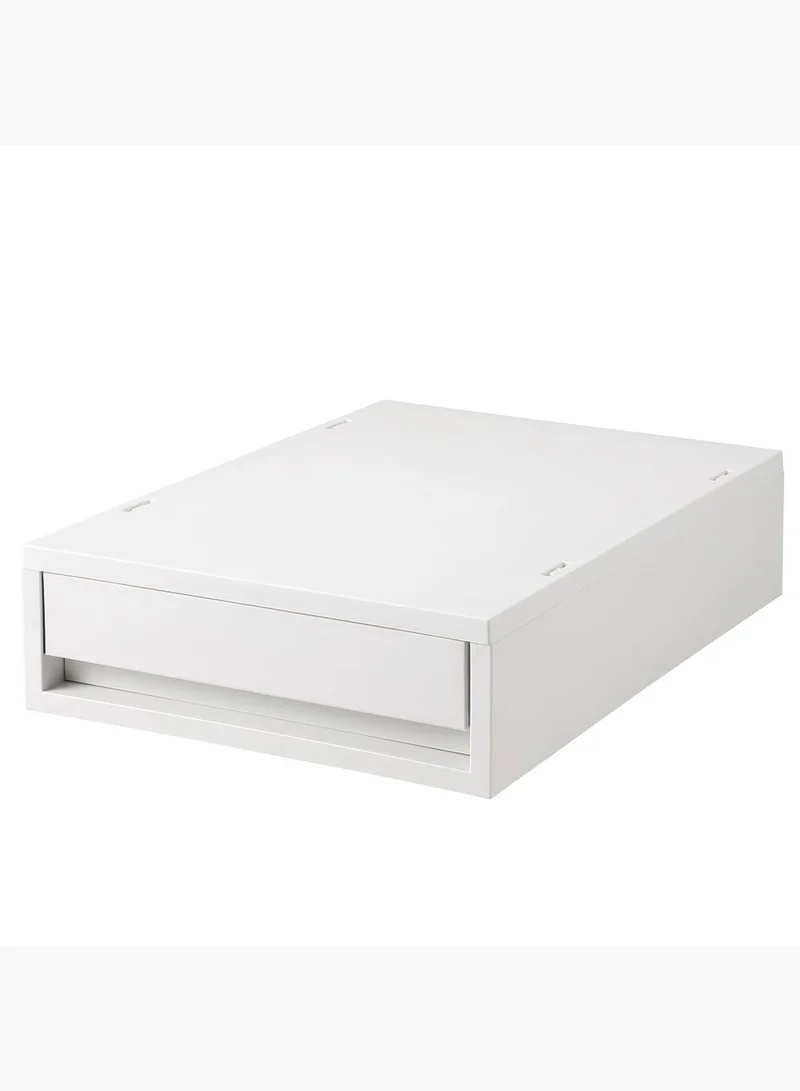 MUJI Polypropylene Thin Vertical Drawer Type Case, W 26 x D 37 x H 9 cm, White Grey