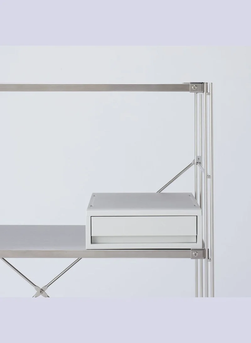 MUJI Polypropylene Thin Vertical Drawer Type Case, W 26 x D 37 x H 9 cm, White Grey