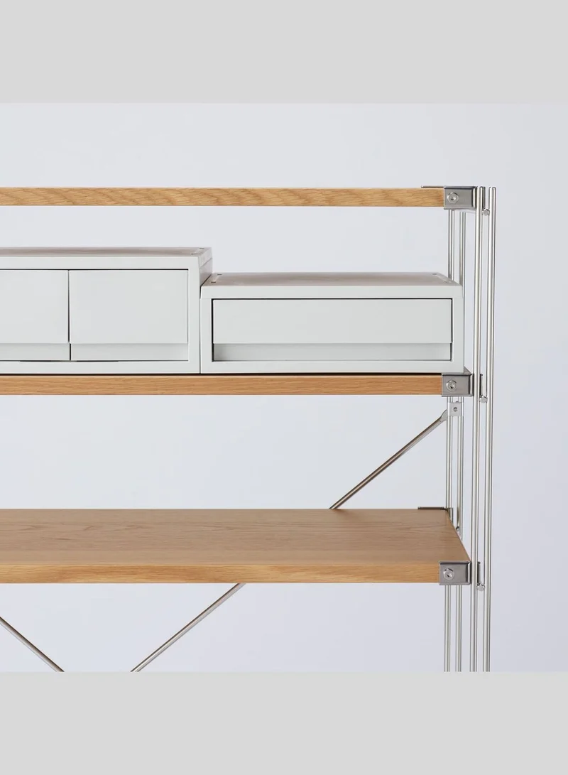 MUJI Polypropylene Thin Vertical Drawer Type Case, W 26 x D 37 x H 9 cm, White Grey