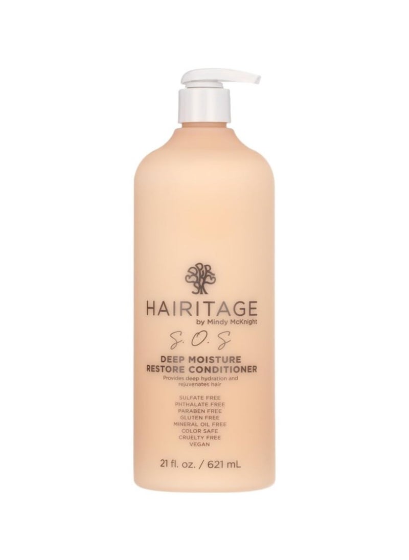 Hairitage Hairitage Deep Moisture & Restore Deep Conditioner with Safflower Oil for Dry, Thick Hair - Hydrating - for Coily + Curly + Wavy Hair Types - Vegan for Women + Men, 21 fl. oz.  - Image 1