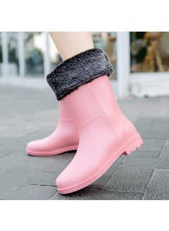 Generic Fashionable Mid-Calf Rain Boots Women2268 mid-barrel pink velvet 2268 mid-barrel pink velvet 