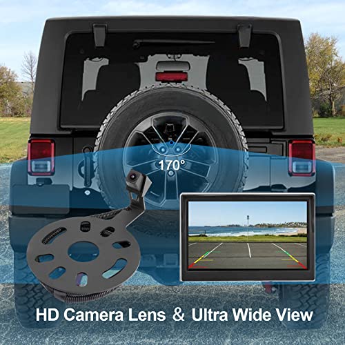 AUTOBABA Car Rear View Back Up Camera Reverse Camera with Wire Adapter Compatible with 2007-2018 Jeep Wrangler Spare Tire Mount Waterproof Wide Angle Removable Camera - Image 4