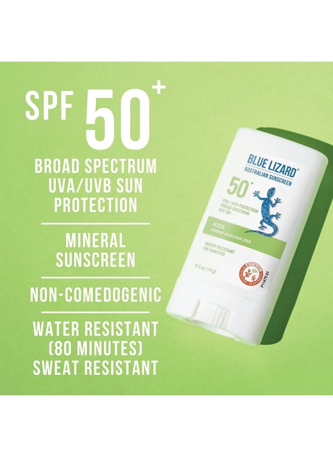 BLUE LIZARD Mineral Sunscreen Stick with Zinc Oxide SPF 50+ Water Resistant UVA/UVB Protection Easy to Apply Fragrance Free, Kids, Unscented, 0.5 oz  - Image 2