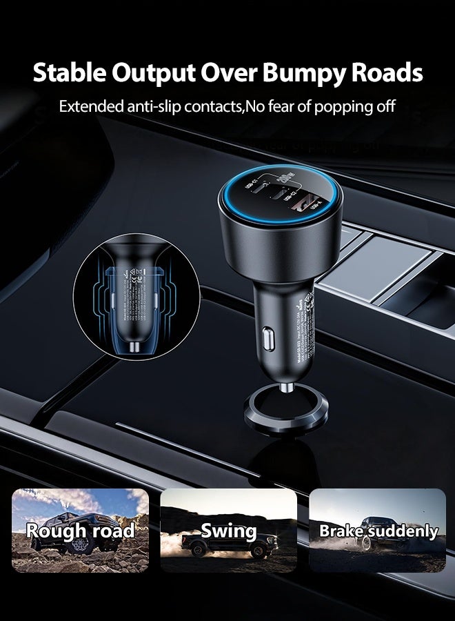 بينريك شاحن سيارة USB C 200 واط للشحن السريع، محول شاحن سيارة مزدوج PD 100 واط من النوع C، شحن فائق السرعة PD3.0/QC4.0/PPS/AFC/FCP لأجهزة iPhone 17/16/15 و iPad Pro و Galaxy S24/S23 Ultra و Huawei Mate70 و MacBook والكمبيوتر المحمول وغيرها (مع كابل USB C 100 واط) - Image 5