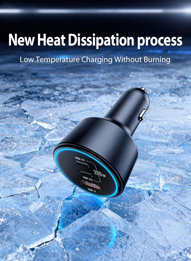 بينريك شاحن سيارة USB C 200 واط للشحن السريع، محول شاحن سيارة مزدوج PD 100 واط من النوع C، شحن فائق السرعة PD3.0/QC4.0/PPS/AFC/FCP لأجهزة iPhone 17/16/15 و iPad Pro و Galaxy S24/S23 Ultra و Huawei Mate70 و MacBook والكمبيوتر المحمول وغيرها (مع كابل USB C 100 واط) - Image 4