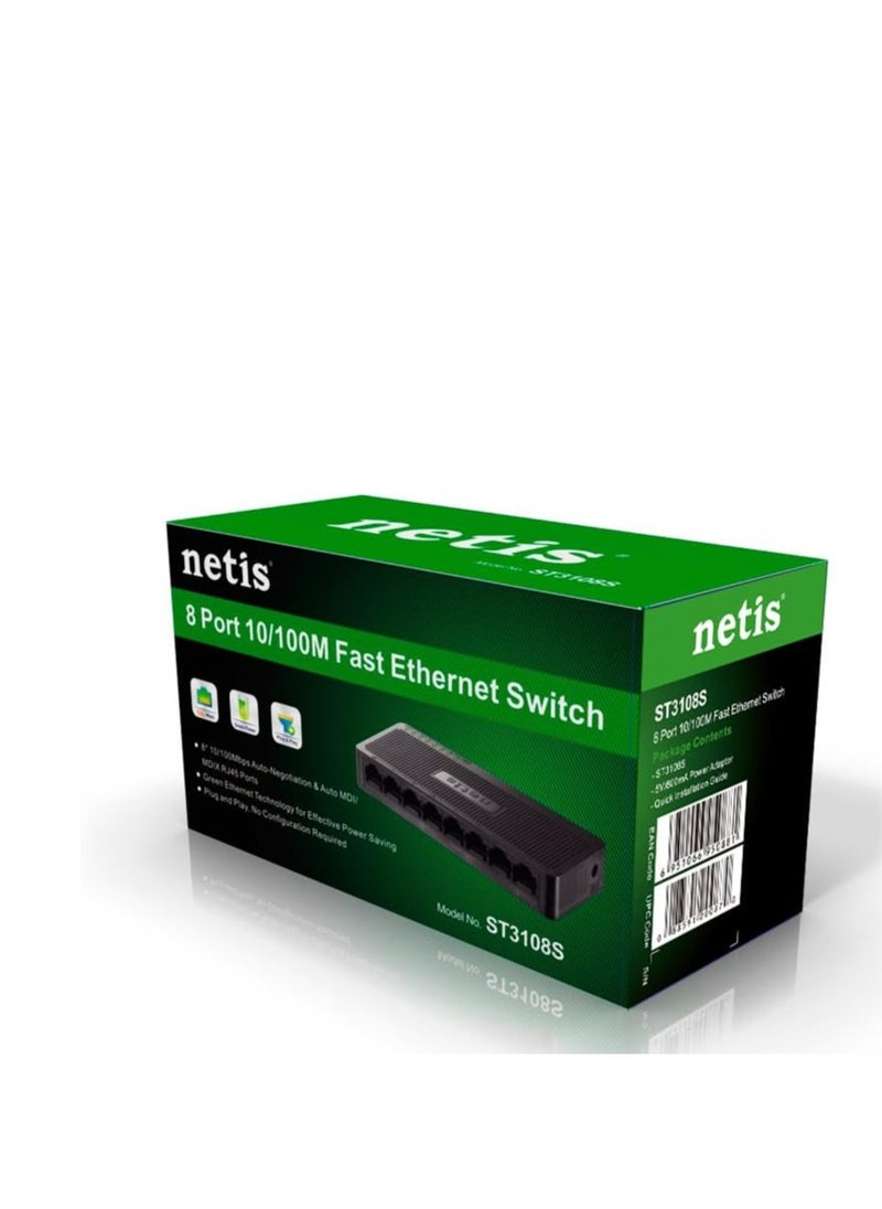 Netis Netis ST3108S 8-Port 10/100M Desktop Switch, Auto-negotiation and Plug and Play  - Image 1