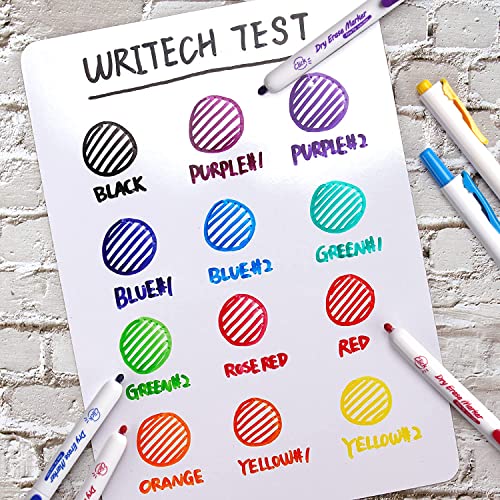 WRITECH أقلام تحديد جافة قابلة للسحب: رأس دقيق ألوان متنوعة منخفضة الرائحة مجموعة متعددة الألوان للأطفال والكبار قابلة لإعادة التعبئة بنظام النقر متعددة الألوان رفيعة النقطة قلم سبورة بيضاء بالجملة 12 قطعة بدون تسرب أو تلطيخ - Image 3