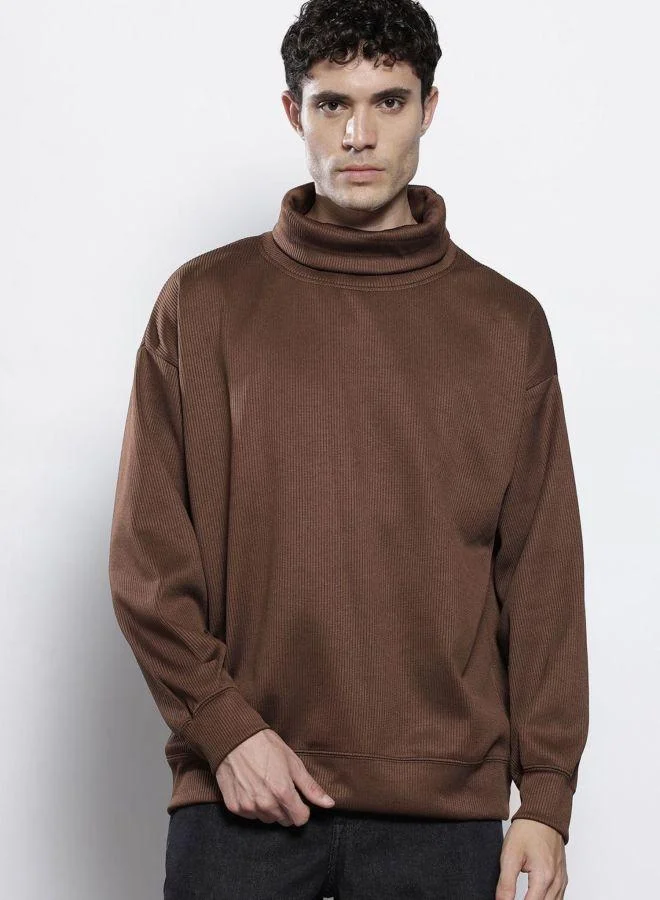شركة المرآب الهندية Men Relaxed Fit Self Design Turtle Neck Full Sleeves Sweatshirt