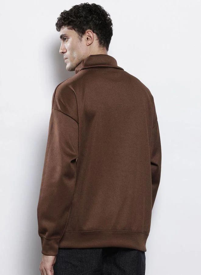 The Indian Garage Co Men Relaxed Fit Self Design Turtle Neck Full Sleeves Sweatshirt