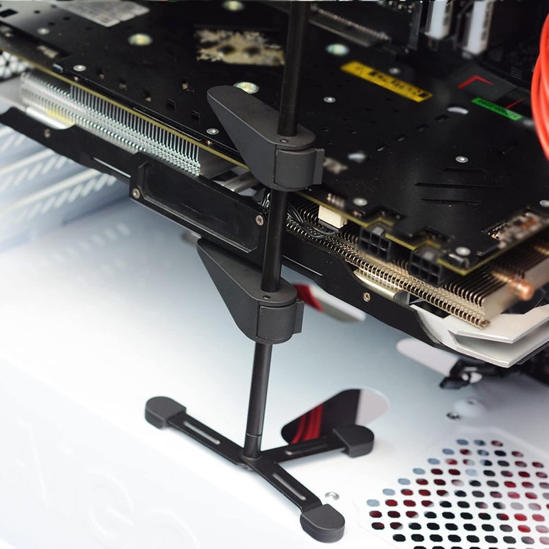 Graphics Card GPU Holder | Black Adjustable GPU Stand with Two Stage Design - Graphics Card GPU Bracket Bracket Expansion Support Frame Reduce Failure Rate Aluminum Alloy - Image 1