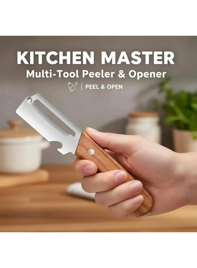 5-Piece 3-in-1 Multifunction Stainless Steel Peeler Set with Fruit Knife & Bottle Opener - Image 4