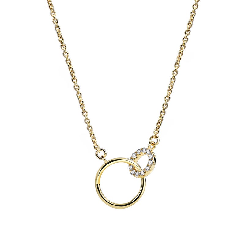Generic Double Loop Buckle Necklace Geometric Pendant GOLD DOUBLE RING NECKLACE 