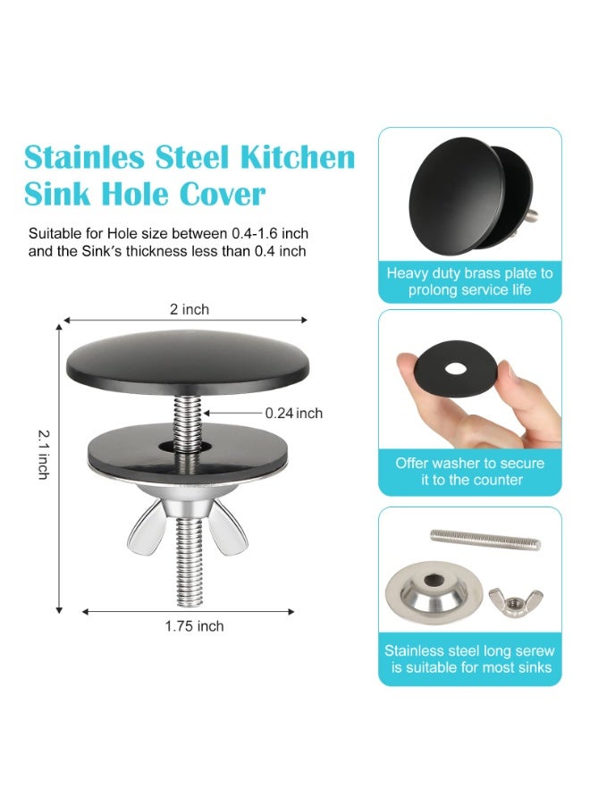 Black Metal Sink Faucet Hole Cover 2 Inch Kitchen Basin Tap Hole Blanking Plug Leak Proof Stopper - Image 2