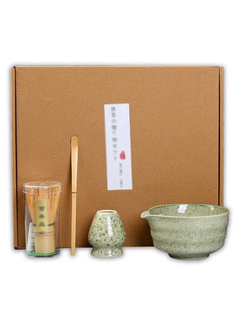 Hihonor Matcha Whisk Set, 4pcs Japanese Tea Set,Matcha Whisk,Traditional Scoop, Matcha Bowl, Ceramic Whisk Holder,Traditional Matcha Tool Set for Matcha Tea Ceremony(Green Spots) - Image 1