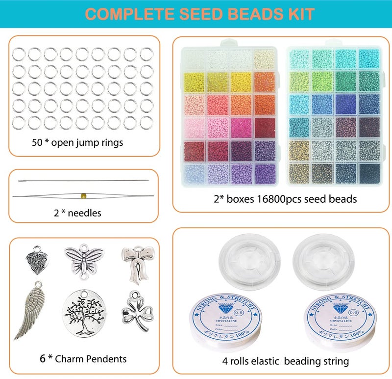 Bala&Fillic Size 3mm Seed Beads 48 Colors About 16800 pcs in Storage Box, 8/0 Glass Seed Beads for Making Bracelets Earrings Necklaces Jewelry - Image 5