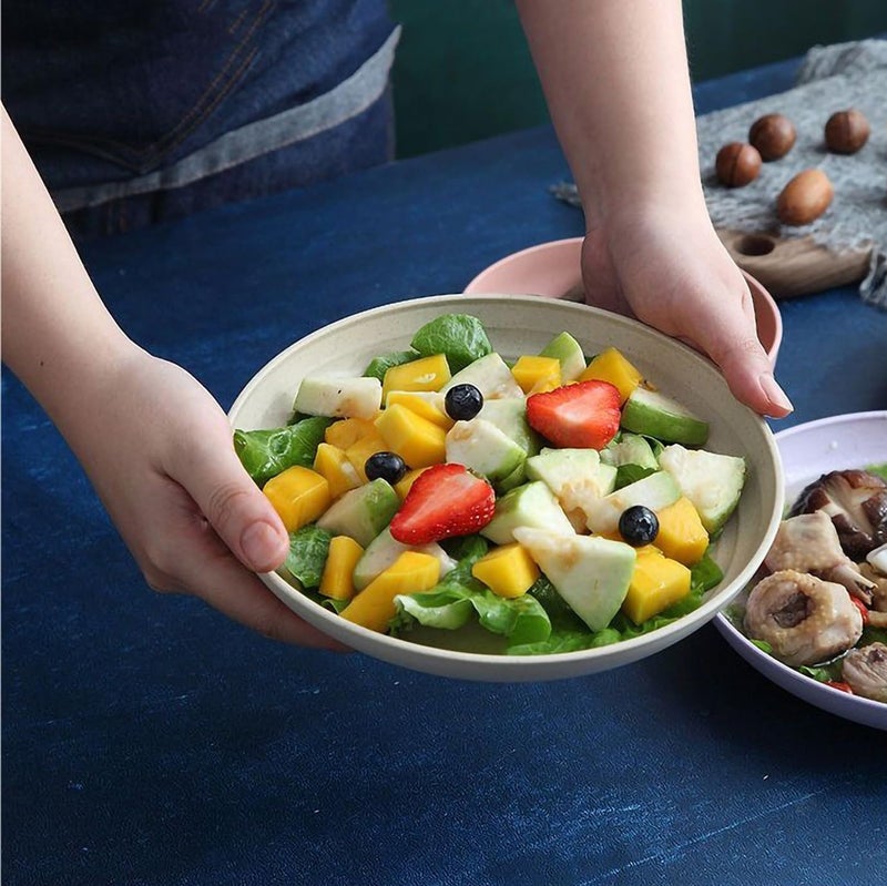 P-Plus International Wheat Straw Dinner Plates Set Reusable Plastic Plates,Unbreakable Deeper Kids Dinner Plate for Kitchen, Camping Salad Alternative for Plastic Plate (20cm, Pack of 4, Random Color) - Image 5