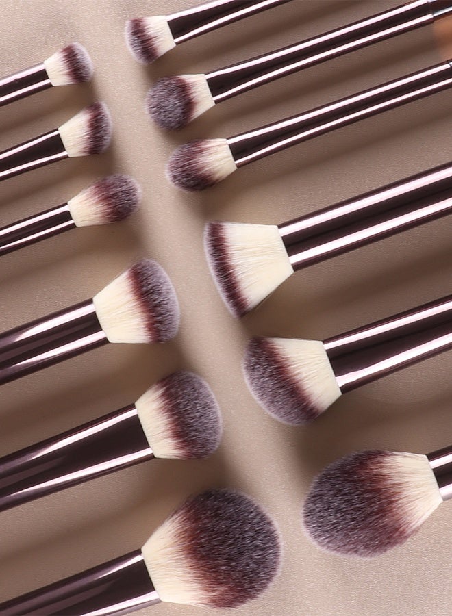 DGSENPI 15 PCS Makeup Brush Set, 12 Multi Use Makeup Brushes, with 2 Makeup Sponges and 1 Makeup Puff, Foundation Blush Concealer Shading Eye Makeup Brush, for Beginners and Professionals - Image 5