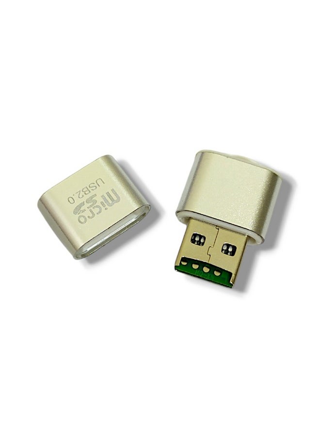 ماركة غير محددة قارئ بطاقات Micro SD صغير USB 2.0 عالي السرعة - محول بطاقة TF محمول (فضي)  - Image 2