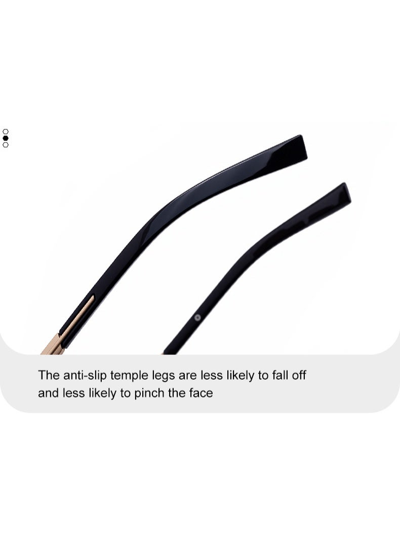 Premium Rimless Sunglasses with Leopard Detail, Wooden Temple, Anti-Glare UV400 Lenses for Men & Women - Image 3