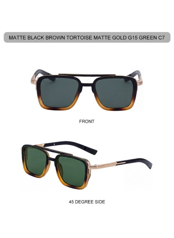 Premium Rimless Sunglasses with Leopard Detail, Wooden Temple, Anti-Glare UV400 Lenses for Men & Women - Image 1