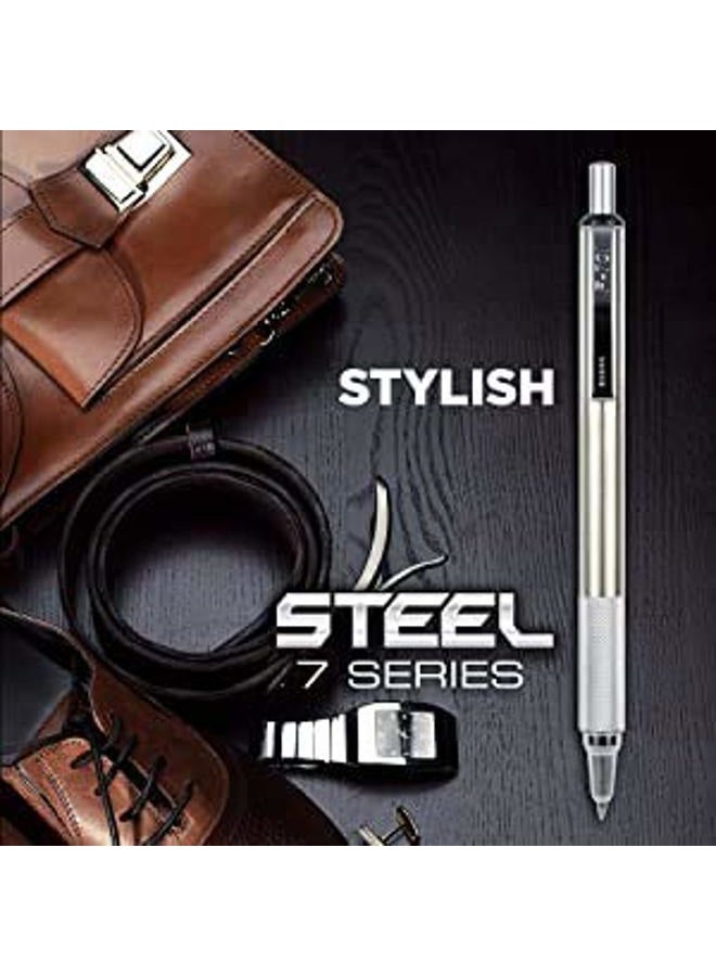 Zebra Pen قلم معدني Zebra 21213 عدد 1 (عبوة من 1) F-701، قلم حبر جاف بنقطة دقيقة، مقبض معدني مزخرف، حبر أسود 0.8 مم، قلم فضي قابل للسحب F701 مع 2 عبوات حبر إضافية في العبوة للنساء والرجال، معدني - Image 4