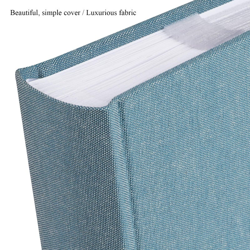 1DOT2 Photo Album with Writing Space 50 Pages 4x6 Photos Hold 200 or 5x7 Pictures Hold 100, Linen Cover Small Photo Book Albums with Memo for Anniversary Wedding Baby (Cyan Blue) - Image 3