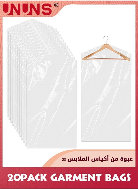 Hanging Garment Bags,20 Pack Clear Clothes Covers Dry Cleaner Bags,Hanging Dust-proof Garment Bags For Dry Cleaner,Home Storage,Travel,60x90cm