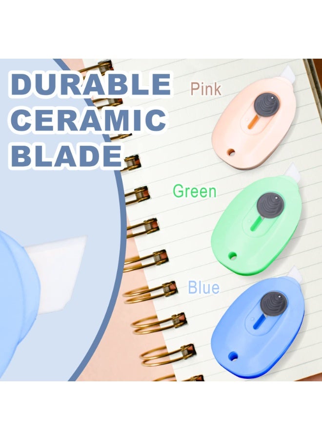 3 Pack Mini Ceramic Box Cutter – Retractable Safety Utility Knife with Ceramic Blades and Keychain Hole for Package Opening Office Home Use - Image 3