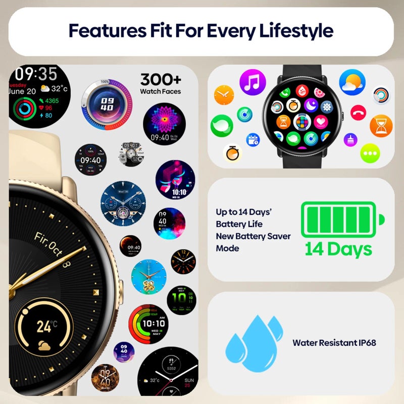 Zeblaze GTR 3 Pro Smart Watch Voice Call for Men 1.43-inch Amoled Display Heart Rate Sleep Monitor 316l Stainless Steel, Grey - Image 4