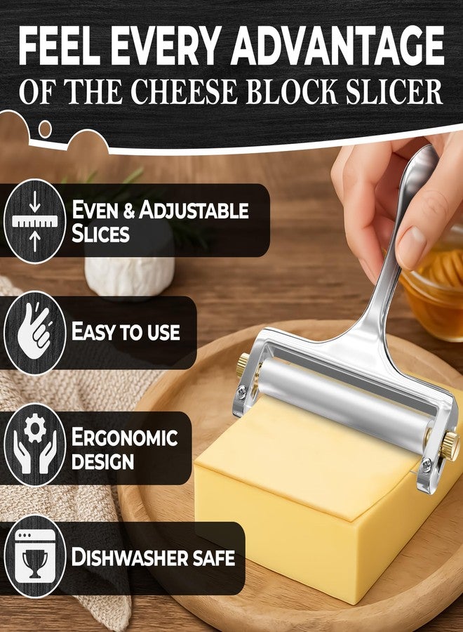 V TOWER Cheese Slicer Wire - Sharp & Strong Stainless Steel Cheese Cutter Handheld with 2 Extra Wires, Slice Tickness Adjuster, Comfortable Handle & Dishwasher Safe, for Mozzarella, Cheddar & Gruyere Slicing - Image 4