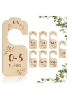SYOSI Baby Closet Dividers for Clothes Organizer Set of 8 Beautiful Wooden Double-Sided Baby Clothes Size Hanger Organizers for Newborn to 24 Months for Nursery Decor  - Image 2