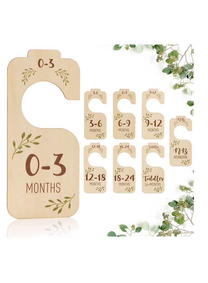 SYOSI Baby Closet Dividers for Clothes Organizer Set of 8 Beautiful Wooden Double-Sided Baby Clothes Size Hanger Organizers for Newborn to 24 Months for Nursery Decor  - Image 2