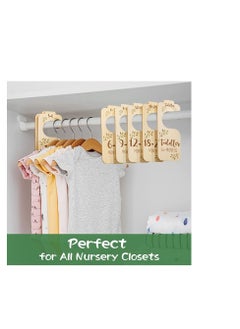 SYOSI Baby Closet Dividers for Clothes Organizer Set of 8 Beautiful Wooden Double-Sided Baby Clothes Size Hanger Organizers for Newborn to 24 Months for Nursery Decor  - Image 4